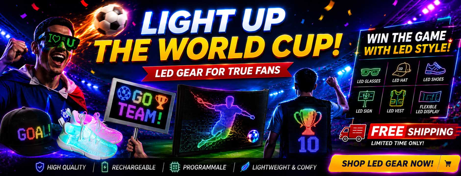 Leadleds portable LED sign for World Cup events – bright scrolling display for stadium and fan zone