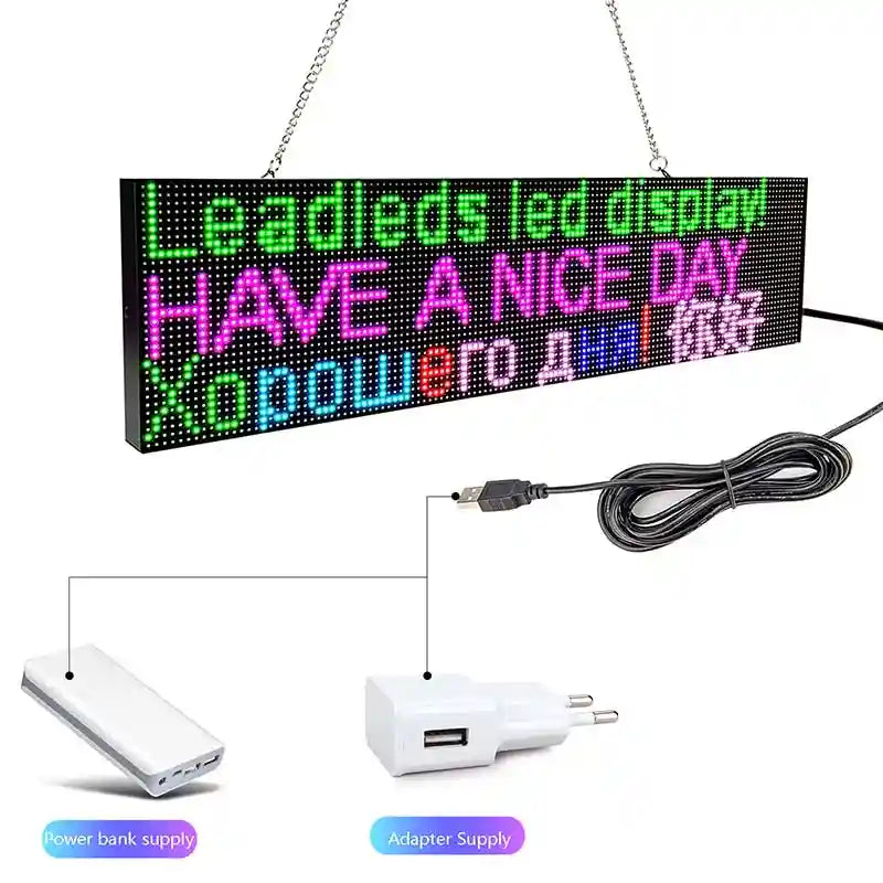 Leadleds Full Color WiFi Programmable Led Message Board 52cm Smart Business Banners 1-4 Lines Display Secondary image