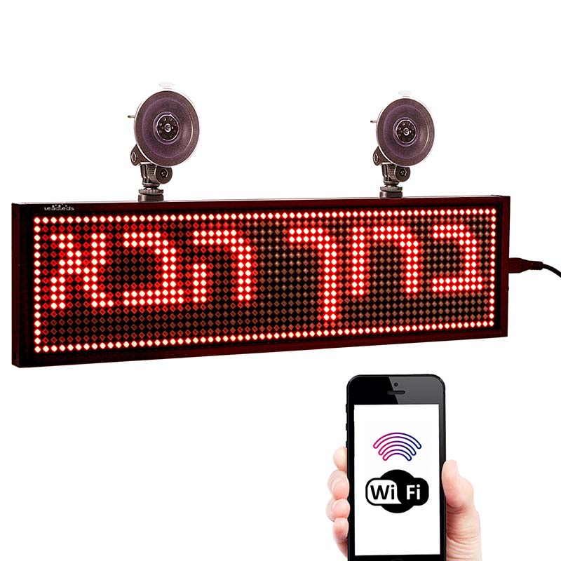 Leadleds Car Window Sign Scrolling Red Message Display Board WiFi Programmable Main image