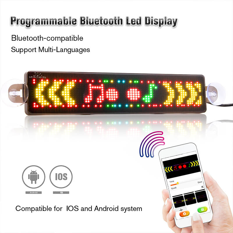 Leadleds USB LED Car Sign DC5V Fullcolor Display Electronic Signage Bluetooth Control