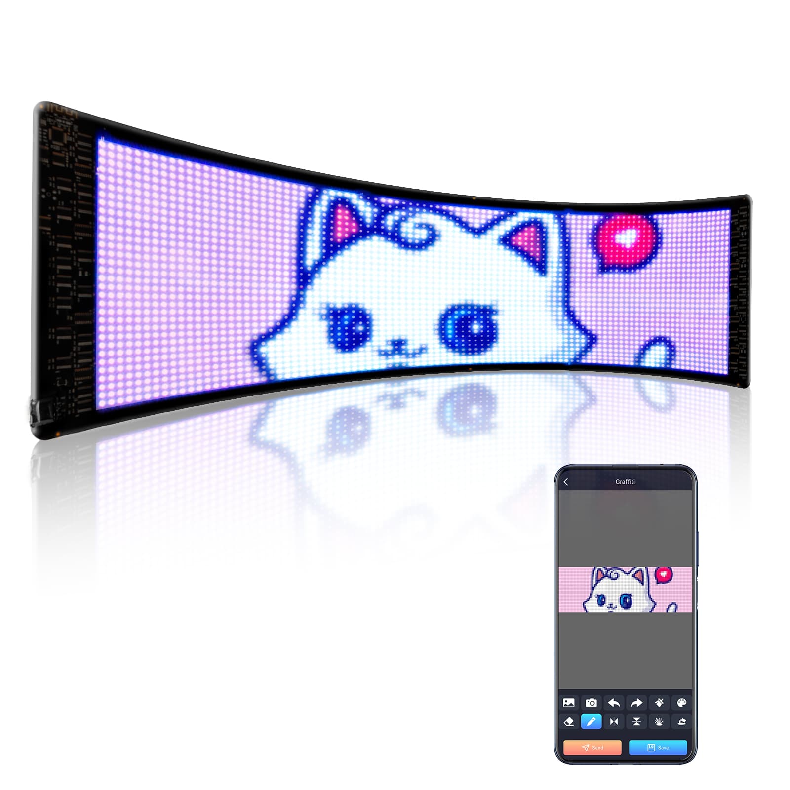 luetooth app controlled LED sign showing custom pattern and animation