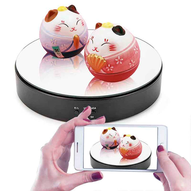 UNTCENT 7.7" Mirror Top Motorized Rotating Turntable Electric Rotating Display Stand Secondary image