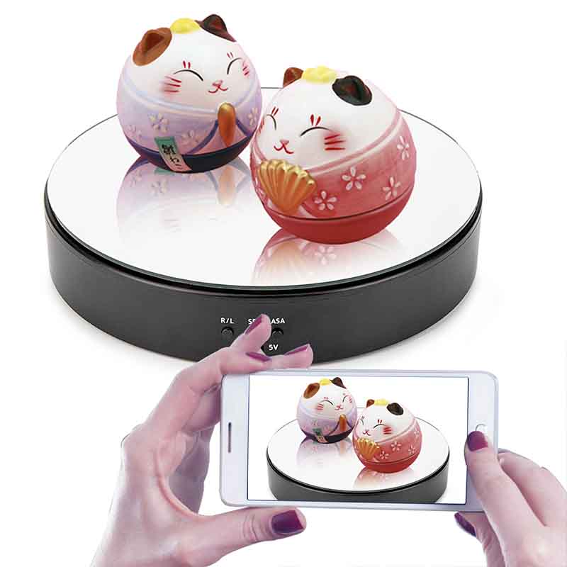 UNTCENT 7.7" Mirror Top Motorized Rotating Turntable Electric Rotating Display Stand