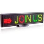 Rechargeable desktop LED message sign for retail point-of-sale checkout counters
