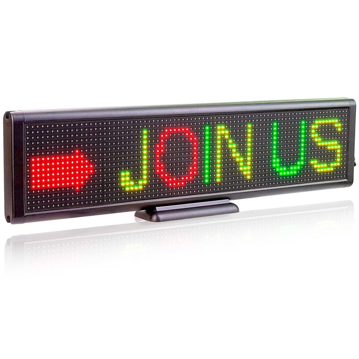 Rechargeable desktop LED message sign for retail point-of-sale checkout counters