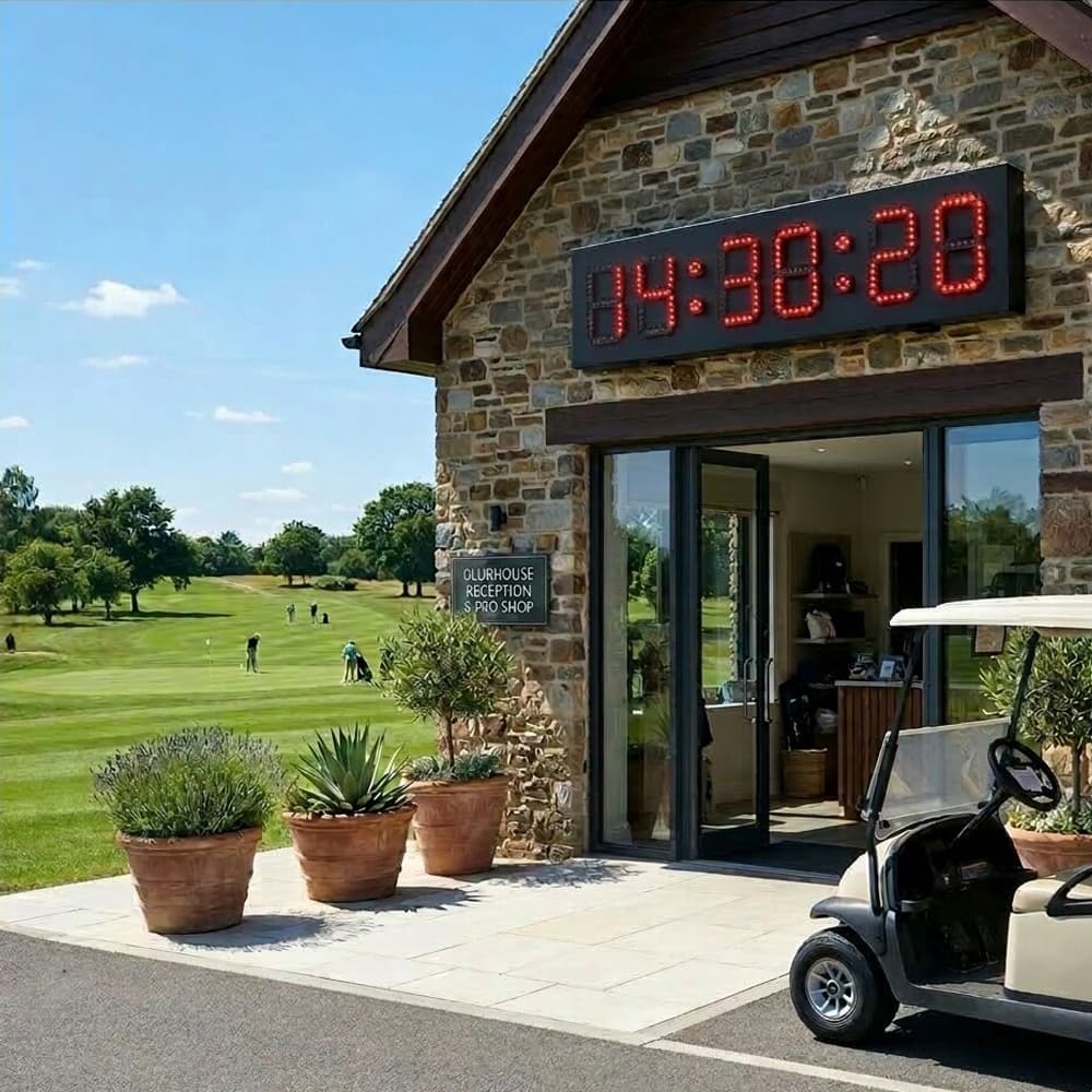 outdoor LED time display clock with red digits
