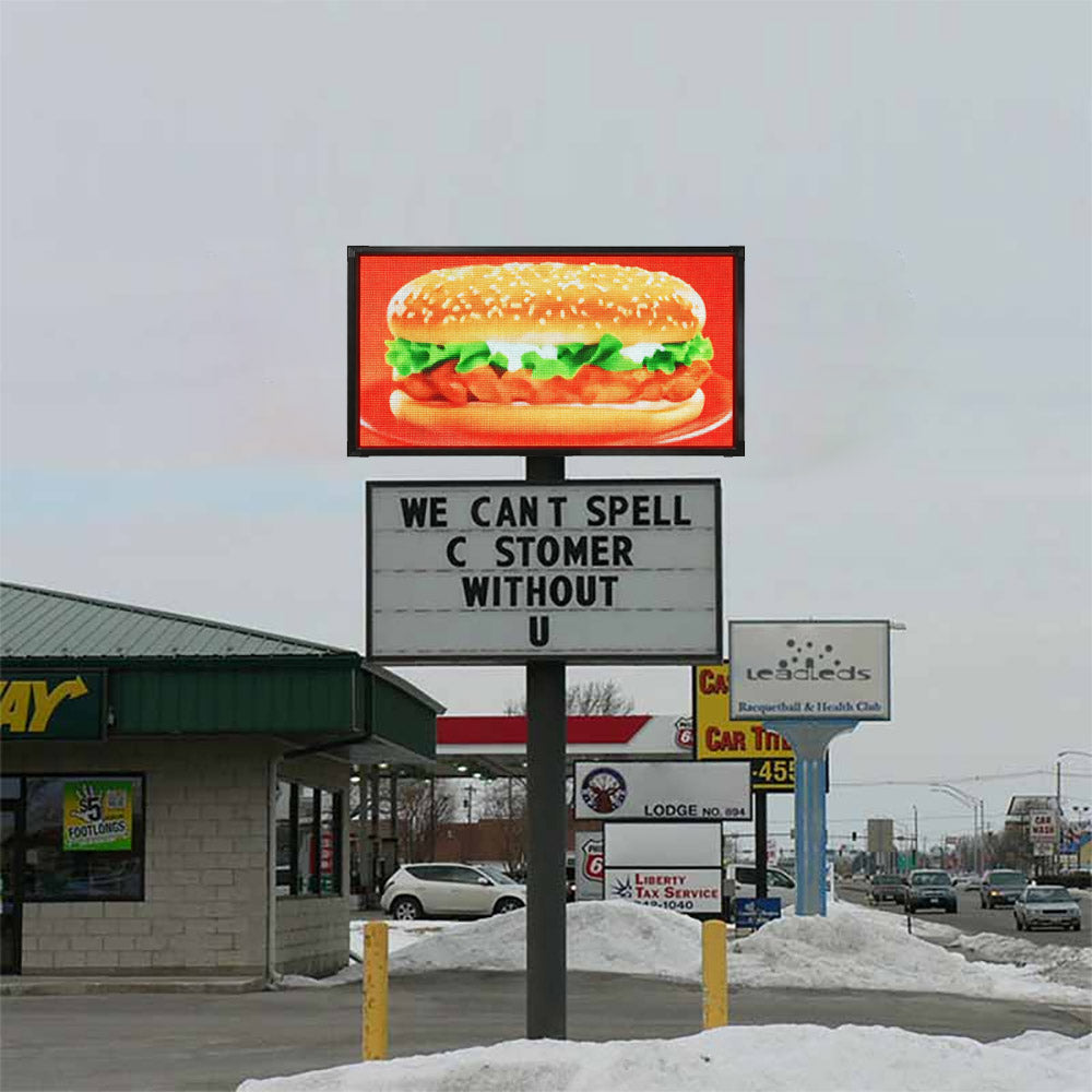 Double-Sided Full Color LED Pole Sign for Commercial Outdoor Advertising