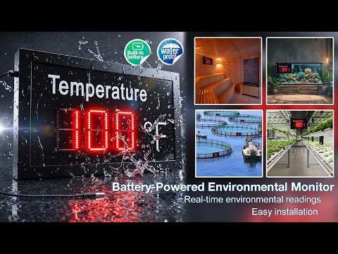 Outdoor LED Thermometer Sign | Battery-Powered Fahrenheit & Humidity Display
