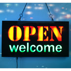 LED OPEN Welcome Sign with Colorful Illuminated Letters for Business Store