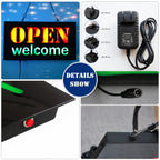 Hanging LED Open Sign Red Yellow Green Neon Effect for Shop Window Display