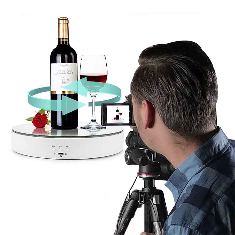 UNTCENT 7.7" Mirror Top Motorized Rotating Turntable Electric Rotating Display Stand