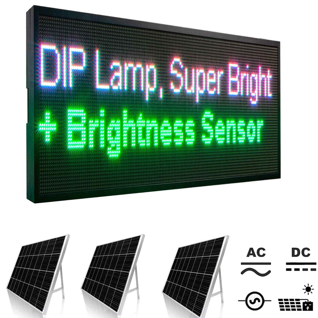 Solar & AC Dual-Power Outdoor LED Sign | Double-Sided | 4G Remote Cont ...