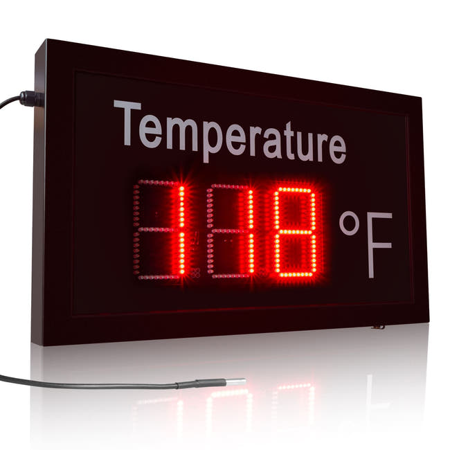Waterproof battery-powered LED temperature and humidity sign for farms, warehouses, and storefronts Secondary image
