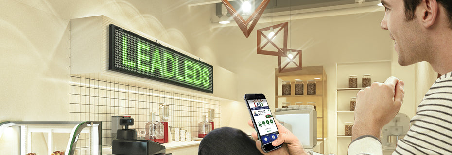 WiFi LED sign – smartphone app-controlled programmable display for business advertising
