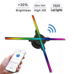 Leadleds 3D-Hologramm-Werbedisplay-Ventilator mit WLAN-Steuerung, 99 cm, 4 Achsen, inklusive Sicherheitsabdeckung
