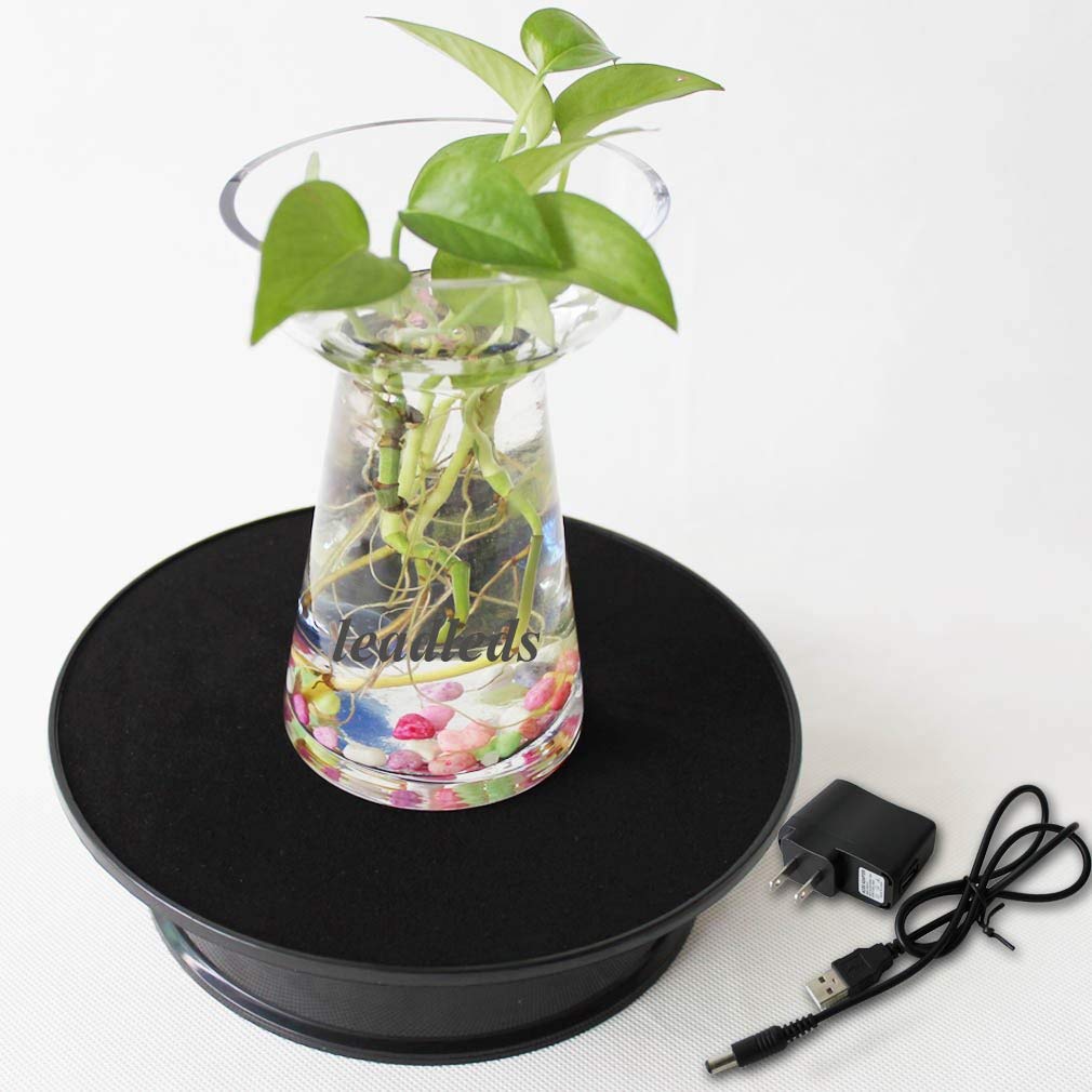Leadleds Black Velvet Electric Motorized Rotating Display Turntable with Free Voltage AC Adapter - Leadleds