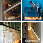 Leadleds Motion Activated Bed Light 4ft LED Strip with Motion Sensor and Power Adapter(Warm Soft Glow) - Leadleds