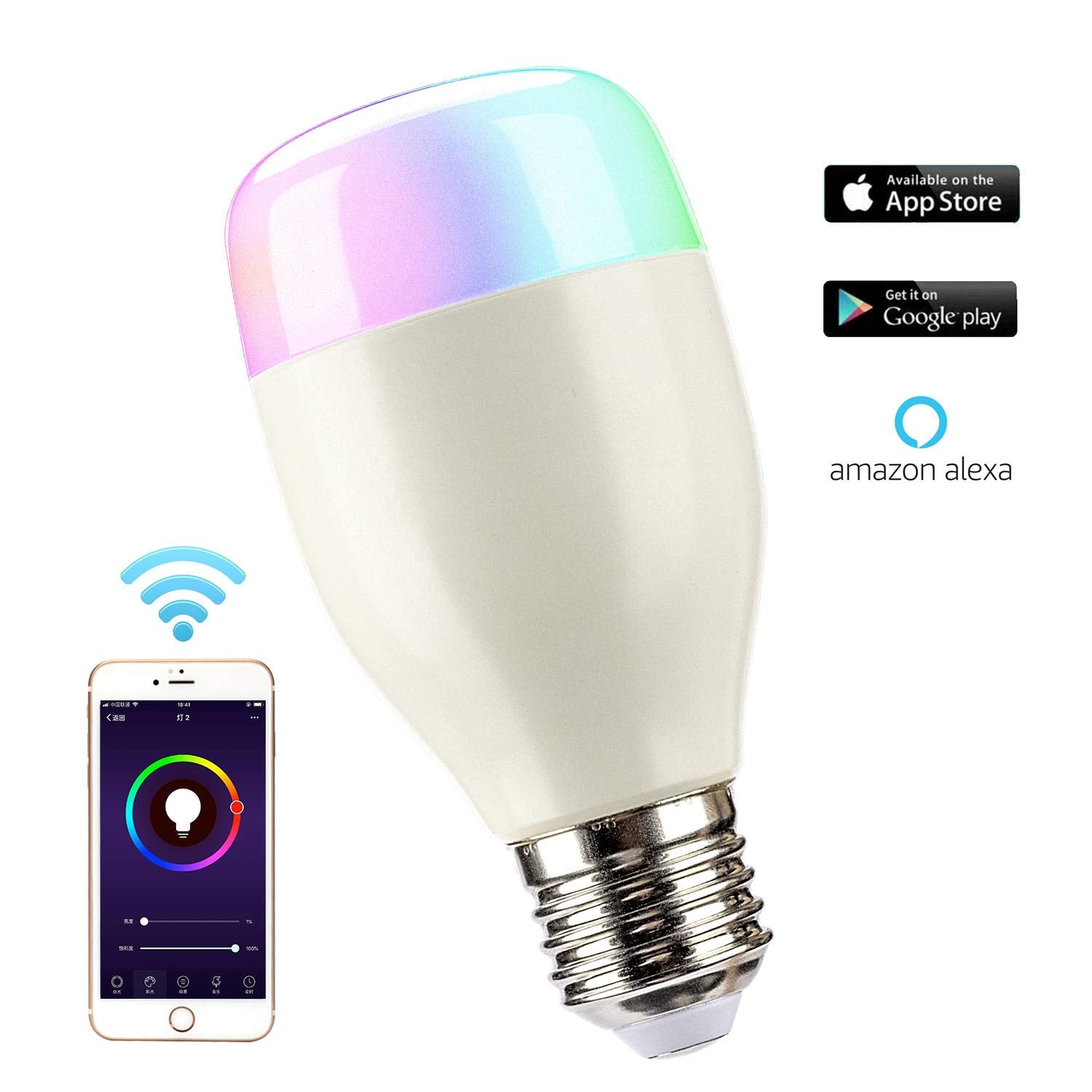 Leadleds Smart Led Bulb Dimmable Multicolored Phone Controlled, Compatible with Alexa, Google Home - Leadleds