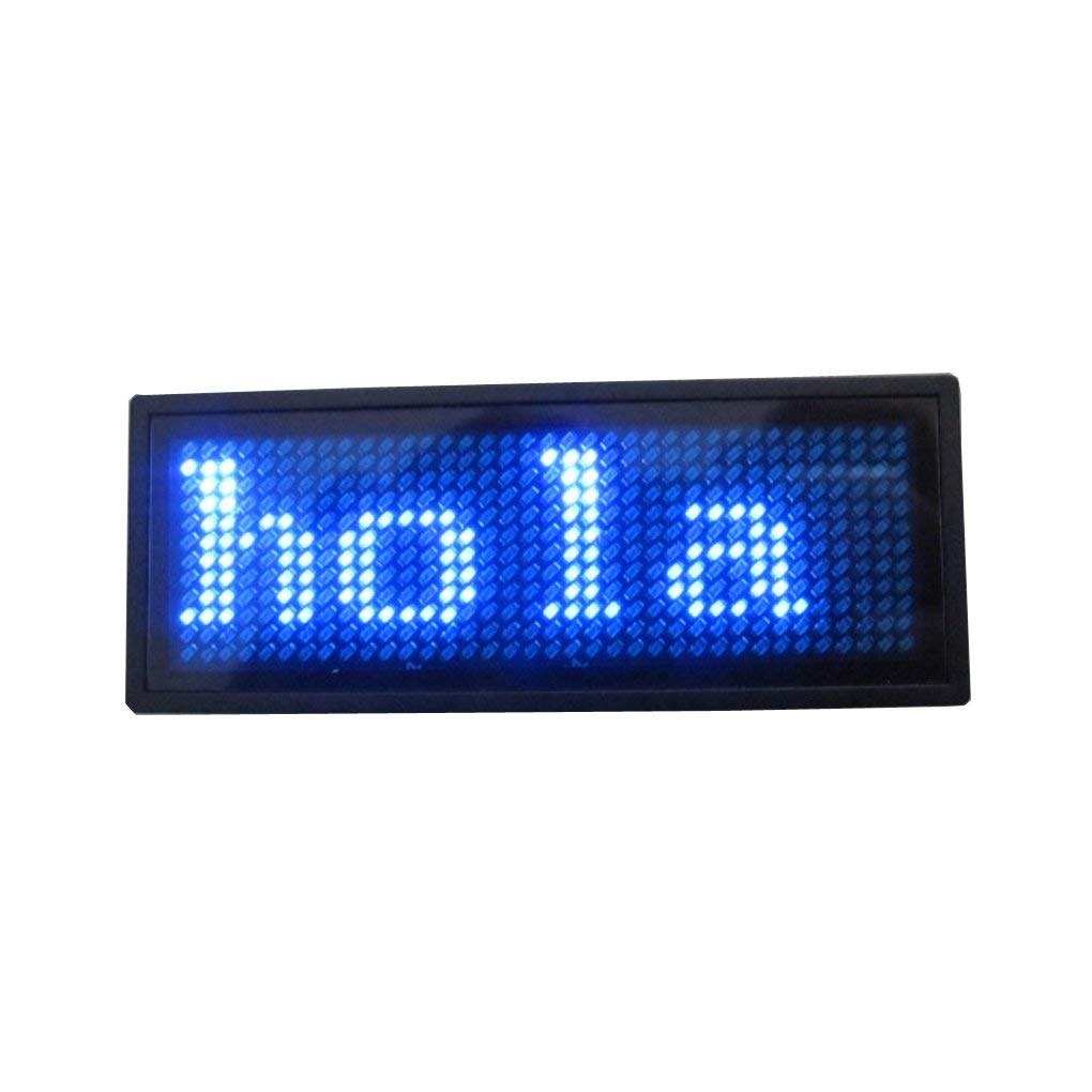Leadleds Programmable Name Badge Scrolling Led Sign Rechargeable with Magnet Pin, Blue - Leadleds
