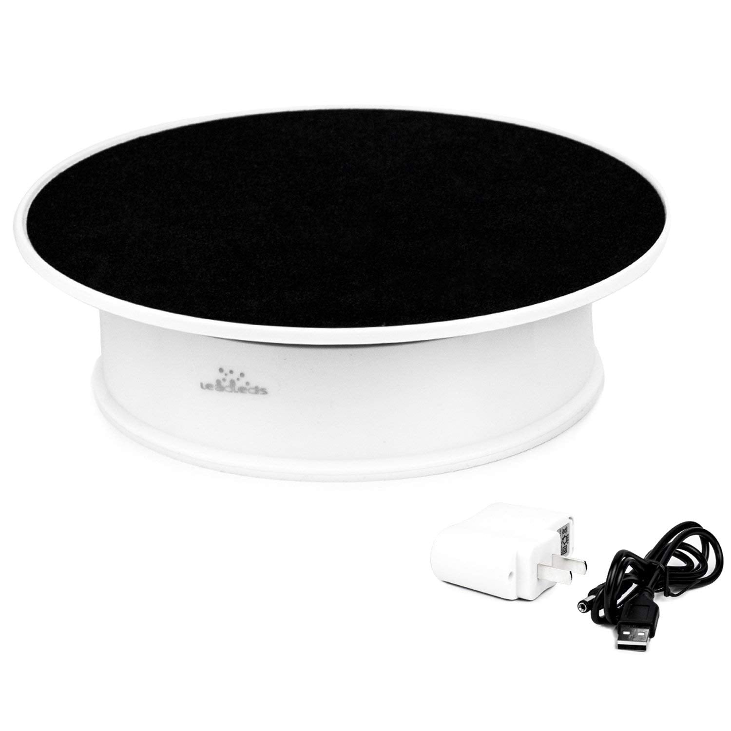 Leadleds Black Velvet Electric Motorized Rotating Display Turntable with Free Voltage AC Adapter - Leadleds Imagen principal del producto