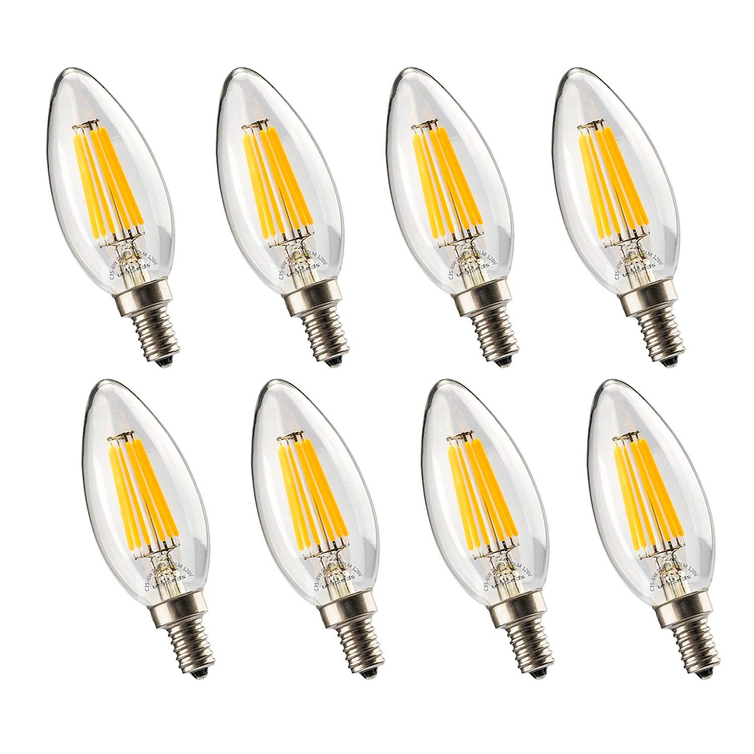 Leadleds 6w Chandeliers LED Bulb Dimmable 60W Equivalent E12 Candelabra Bulb 2700k, UL Listed - Leadleds