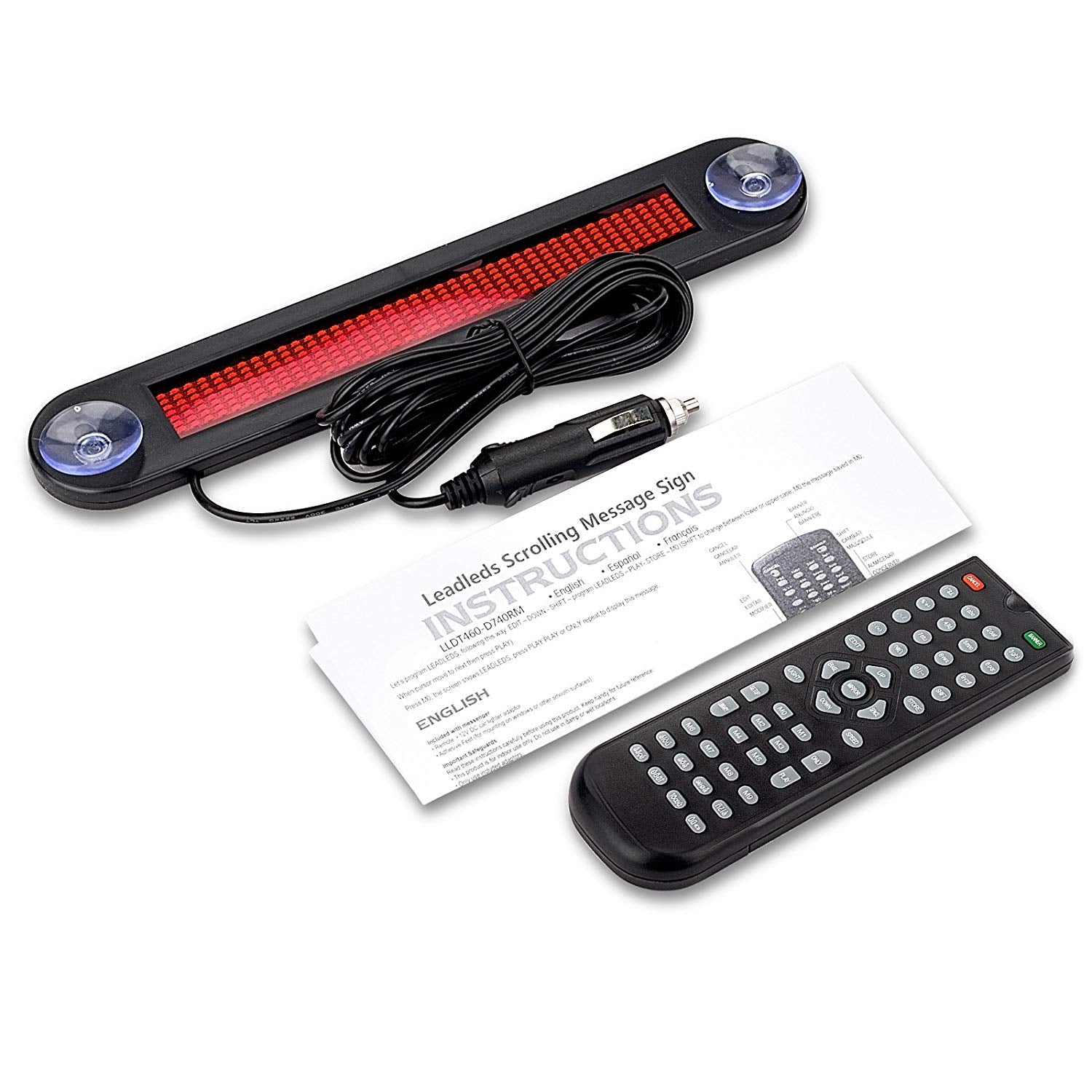 Leadleds Dc 12v Remote Led Car Sign Programmable Scrolling Message Sign Board for Car, Shop, Store - Leadleds