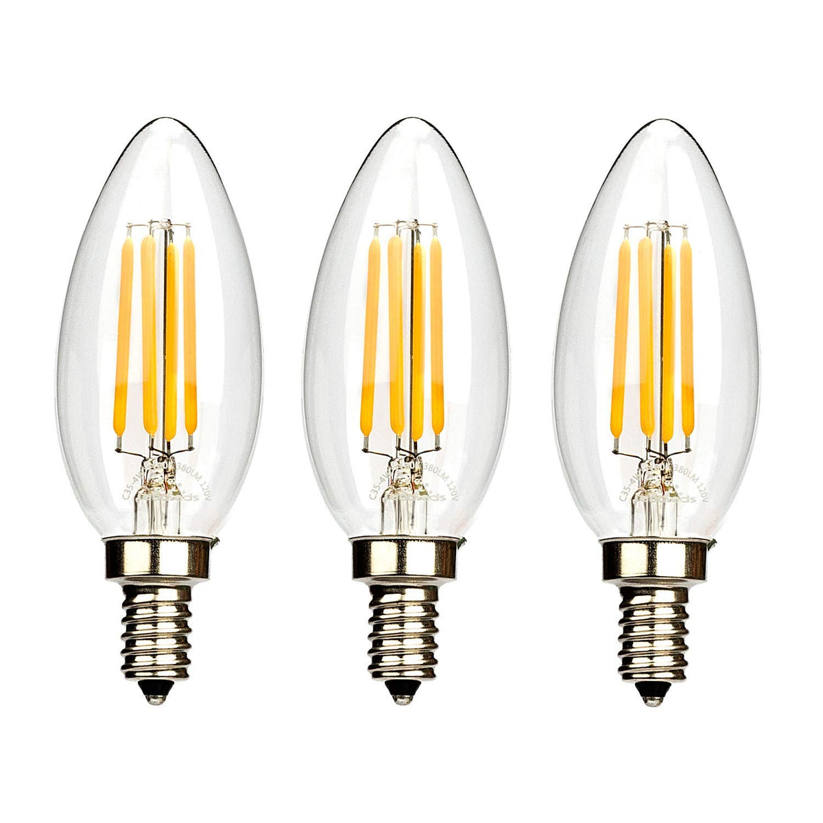 Leadleds Candelabra LED Bulb Dimmable 4W E12 Candle Base LED Chandelier B11 Bulb 2700k, UL Listed - Leadleds