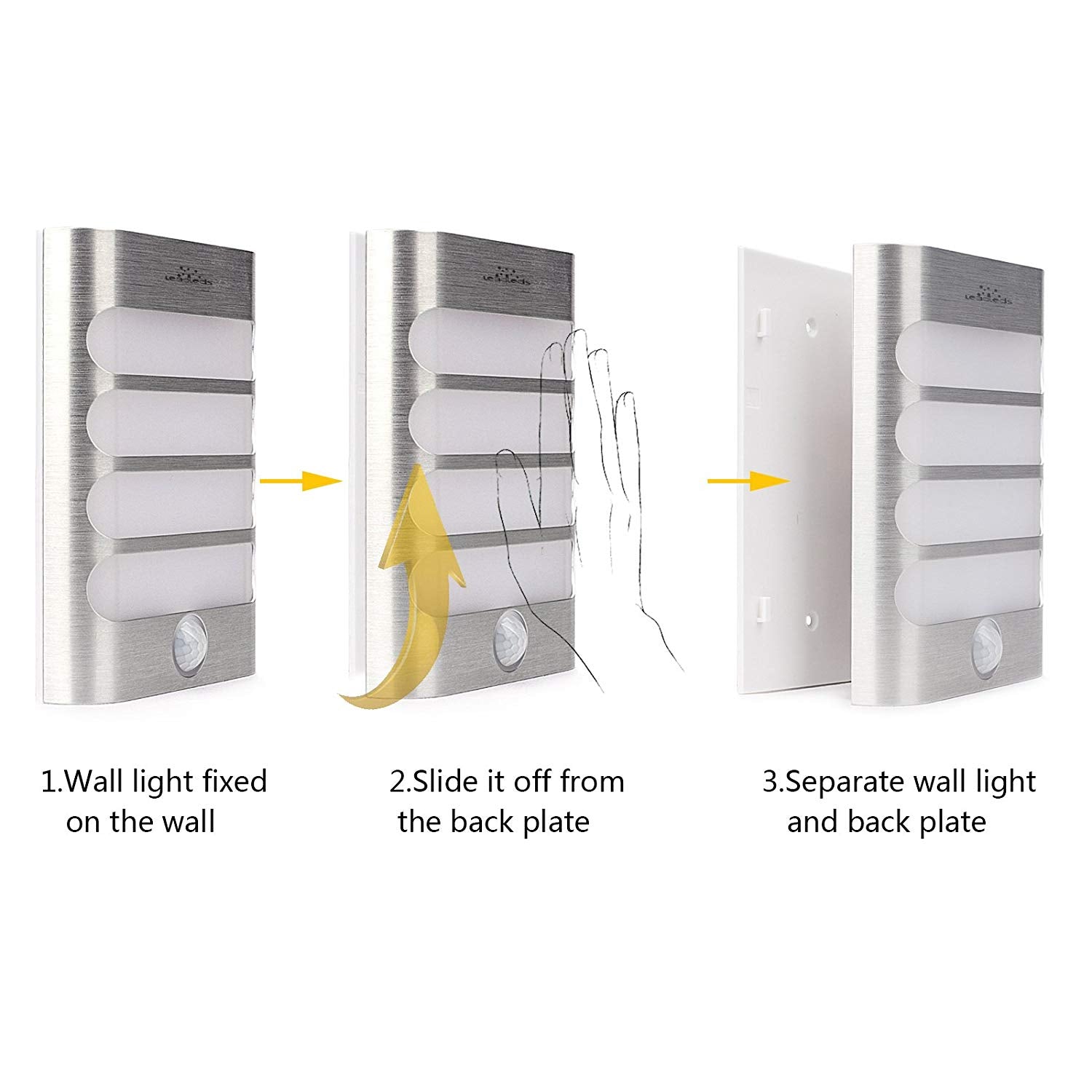 Leadleds Motion Night Light Battery Operated Auto ON OFF for Hallway Closet Staircase Garden, 2 Pack Secondary image