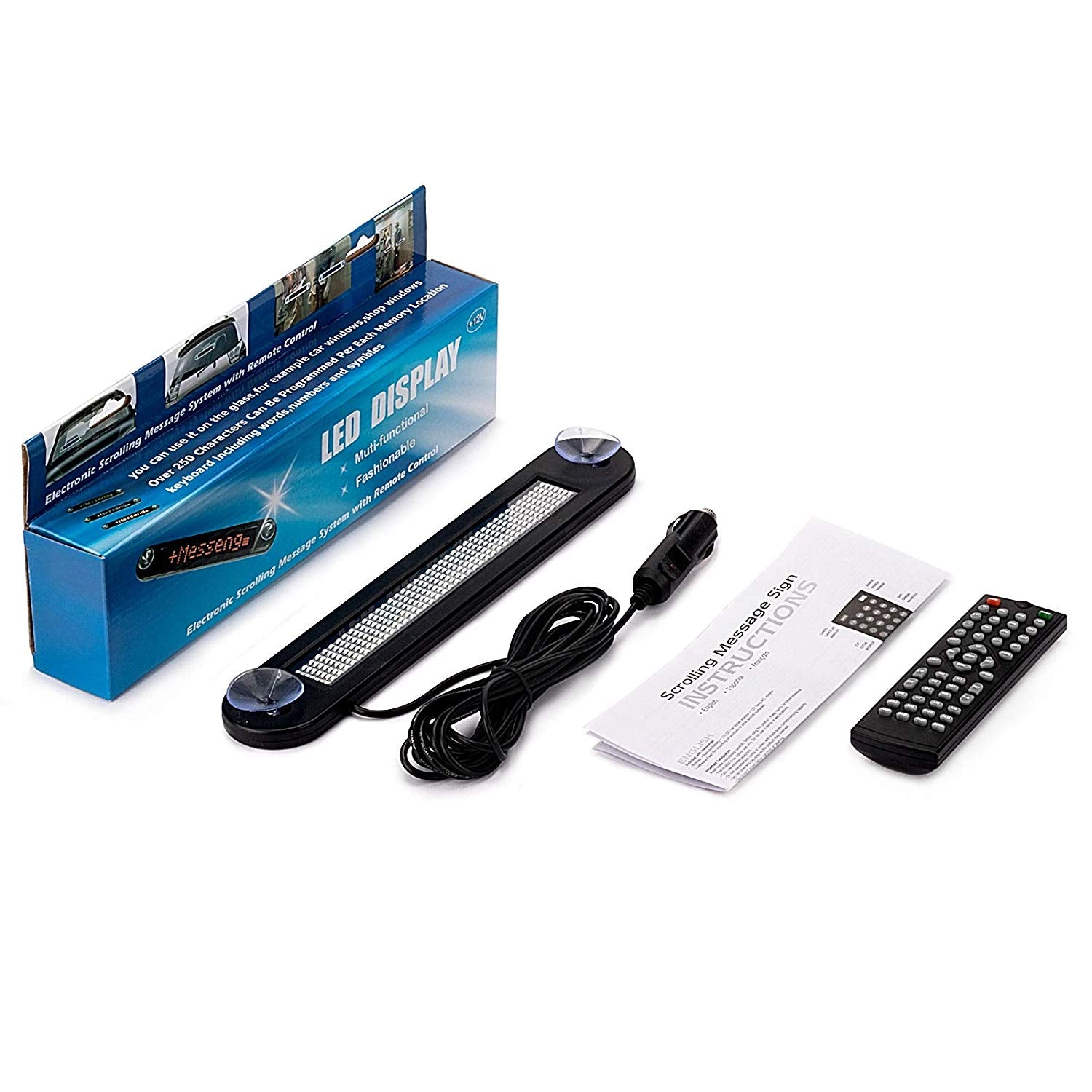 Leadleds Dc 12v Remote Led Car Sign Programmable Scrolling Message Sign Board for Car, Shop, Store - Leadleds