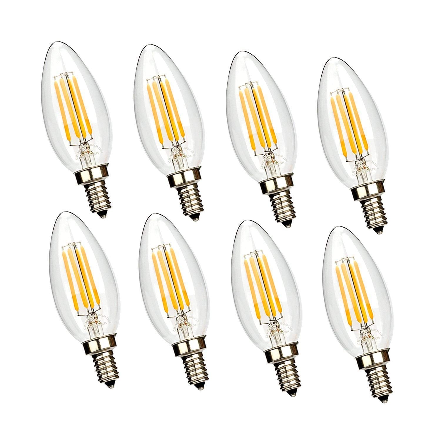 Leadleds Candelabra LED Bulb Dimmable 4W E12 Candle Base LED Chandelier B11 Bulb 2700k, UL Listed - Leadleds