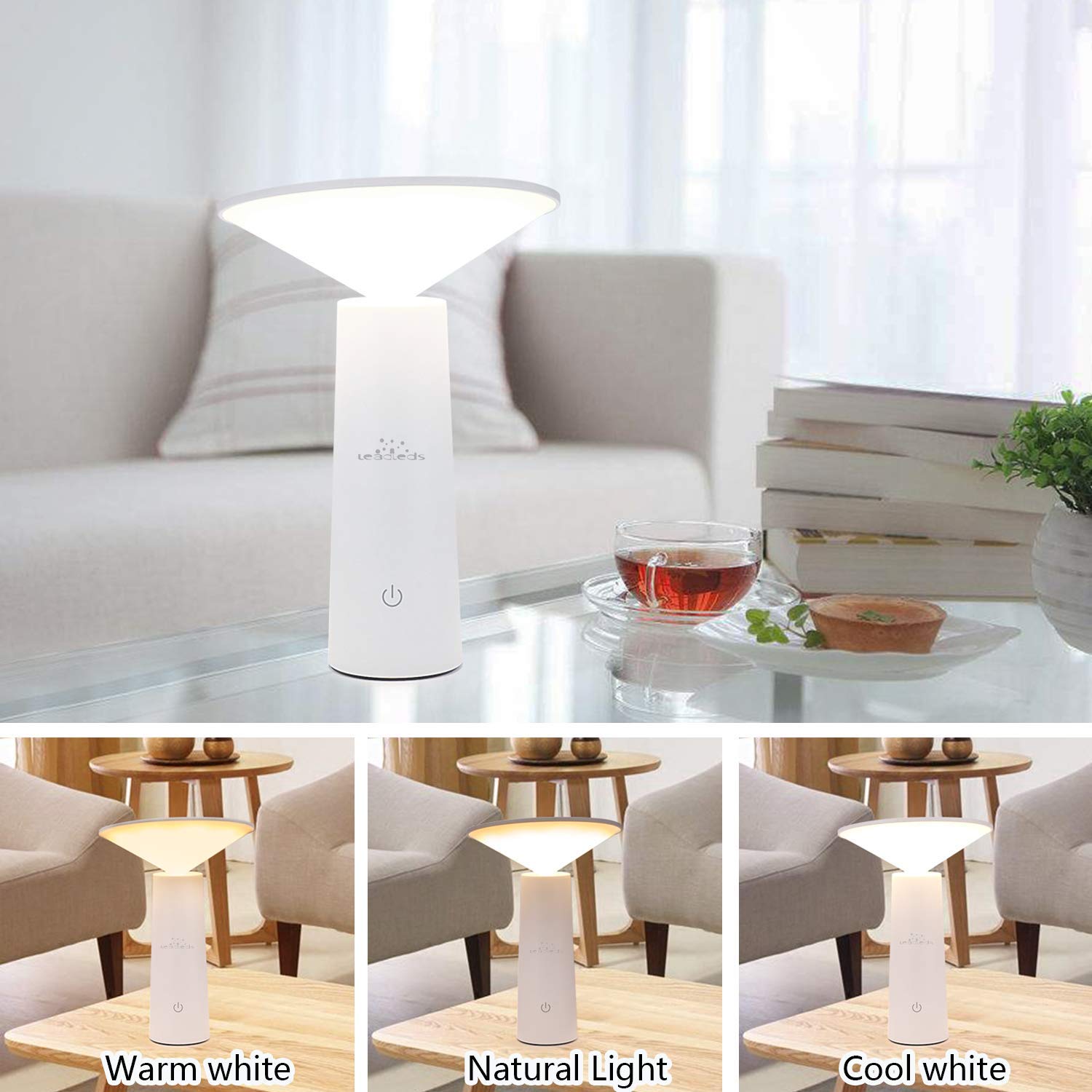 Leadleds LED Desk Lamp USB Charging Touch Sensitive Control Adjustable Brightness Reading Light - Leadleds