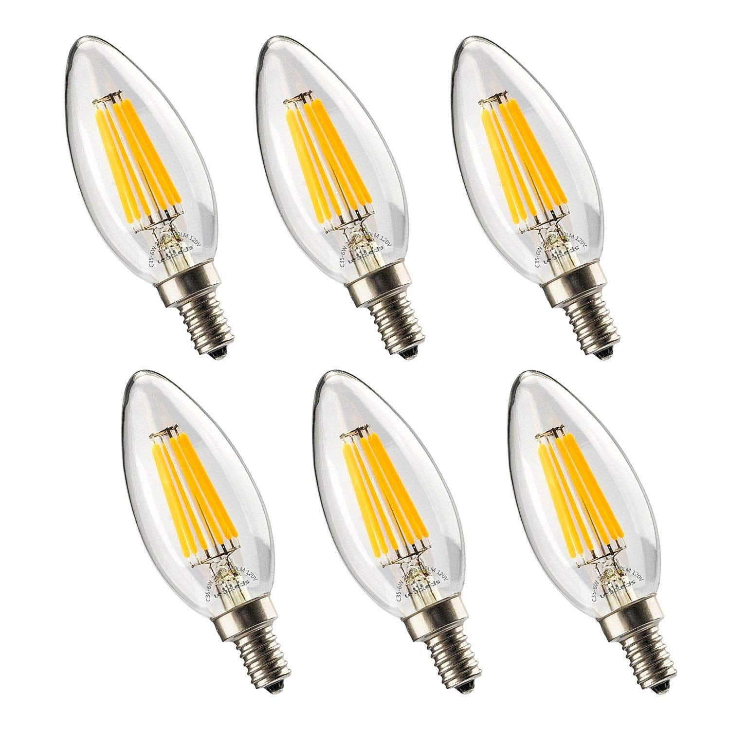 Leadleds 6w Chandeliers LED Bulb Dimmable 60W Equivalent E12 Candelabra Bulb 2700k, UL Listed - Leadleds Main image