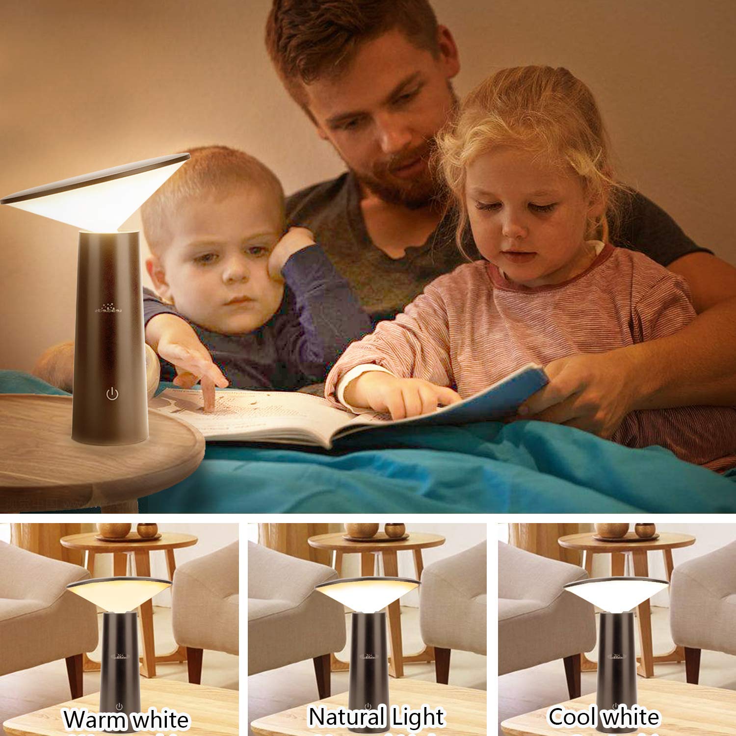 Leadleds LED Desk Lamp USB Charging Touch Sensitive Control Adjustable Brightness Reading Light - Leadleds