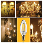Leadleds 6w Chandeliers LED Bulb Dimmable 60W Equivalent E12 Candelabra Bulb 2700k, UL Listed - Leadleds