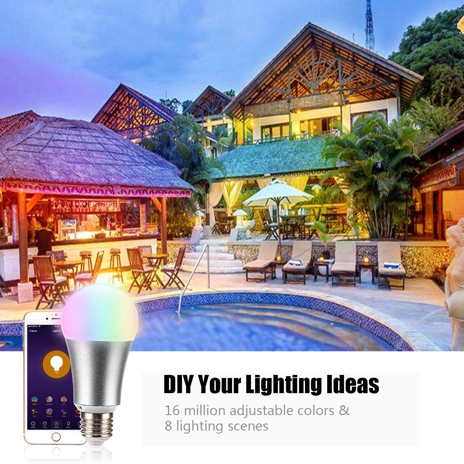 Leadleds WiFi Smart  Home Lights Multi-Color Dimmable Compatible with Alexa & Google Assistant - Leadleds