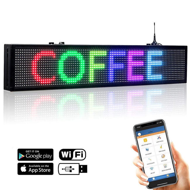 30x6 inches Led Sign for Car Rear Window Usage by Phone Easy Program, Multi Color - Leadleds Main image