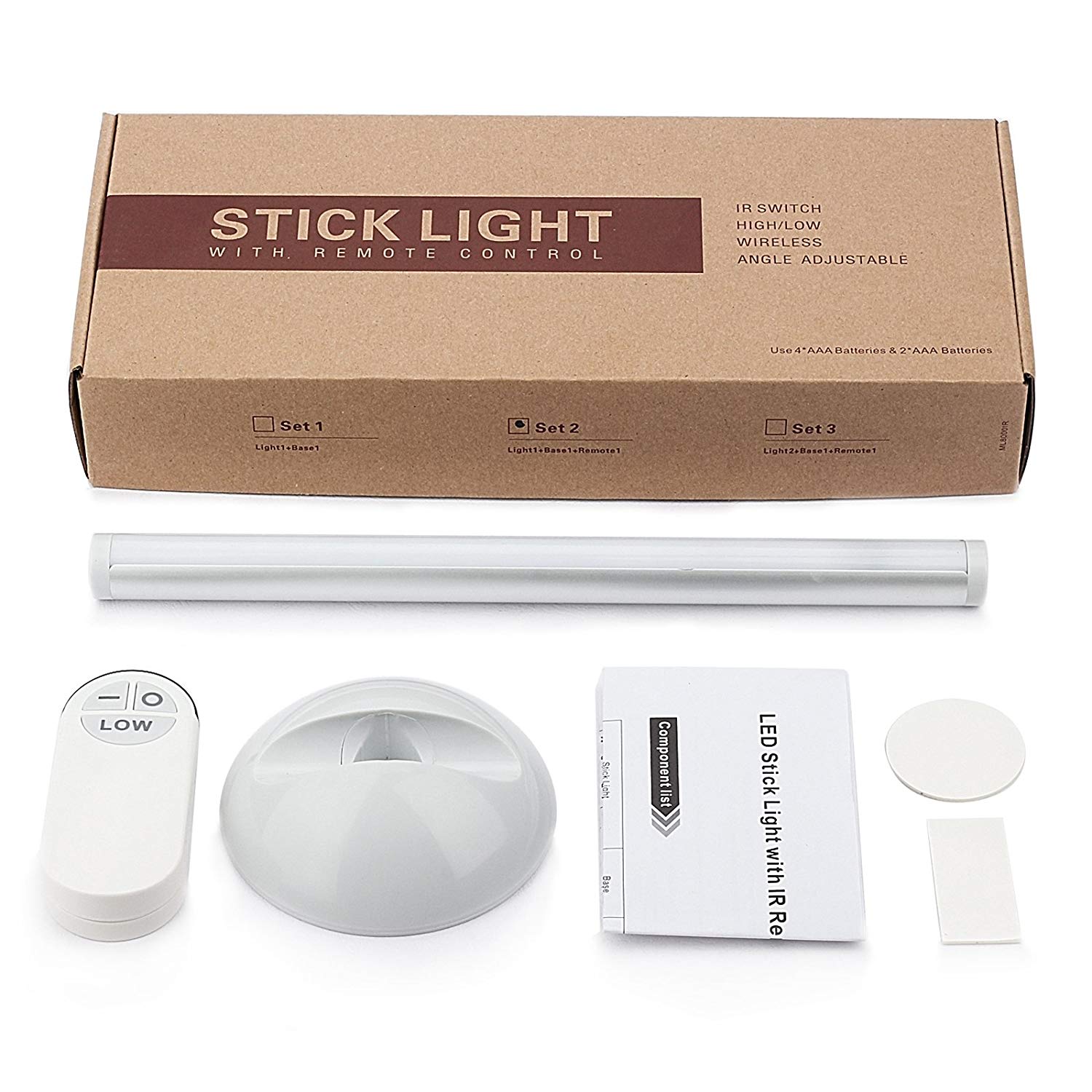 Leadleds 4-LED Battery Operated Night Light,Stick on Anywhere LED Light Strip by Remote Control for Bedroom, Bathroom, Kitchen, Stairs, Hallway - Leadleds