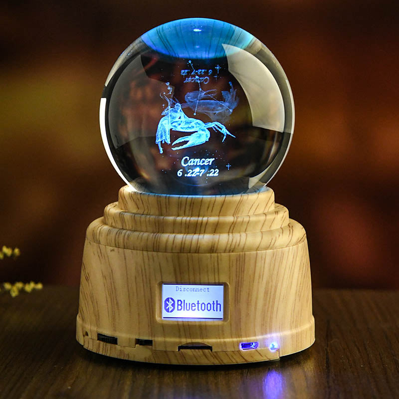Leo Virgo Scorpio 12 Constellation Rotating Crystal Ball Night Light Zodiac Sign Bluetooth Speaker
