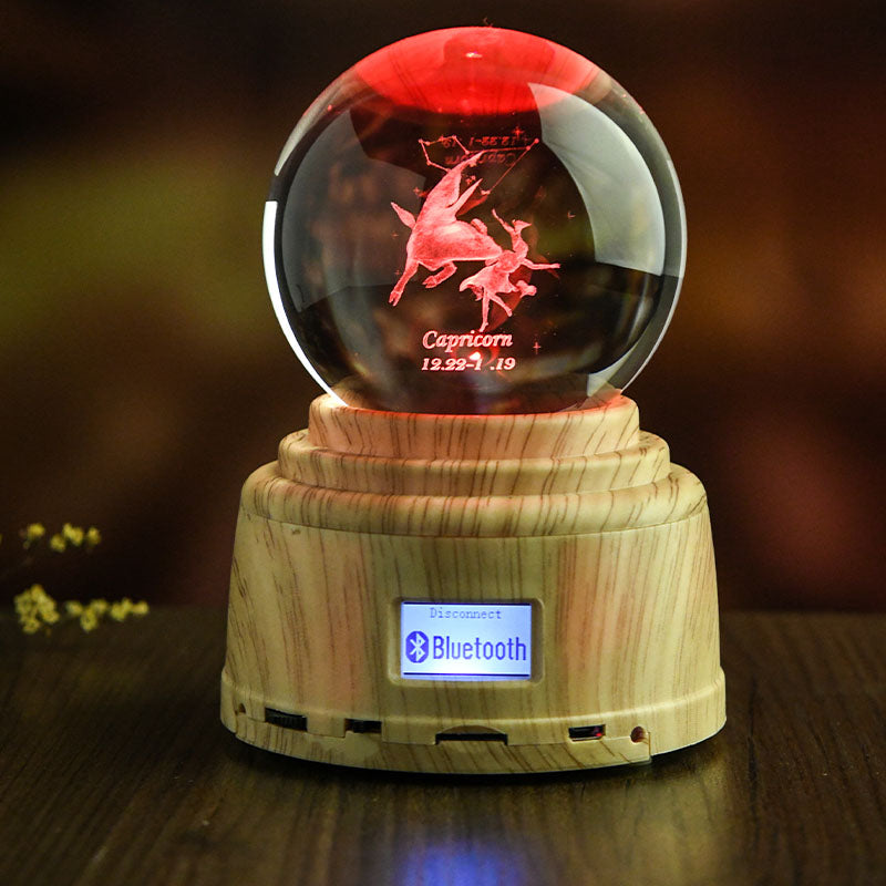 Leo Virgo Scorpio 12 Constellation Rotating Crystal Ball Night Light Zodiac Sign Bluetooth Speaker Image secondaire du produit
