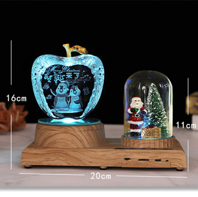 UNTCENT Christmas Gift Night Light Engraved crystal photo Rotating Music Box for Birthday Wedding