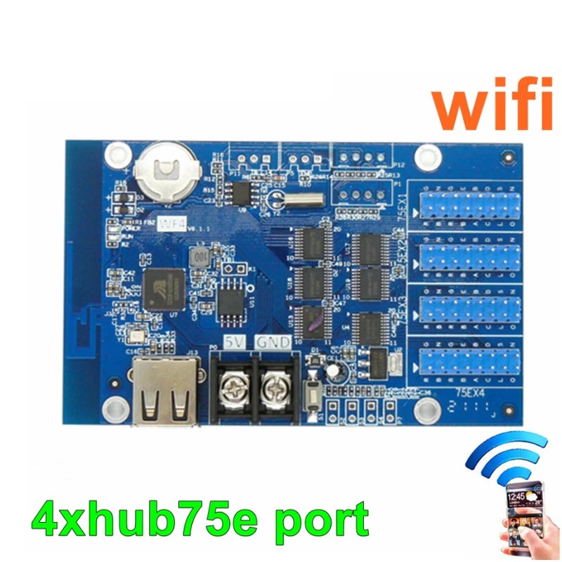 Led Control Card 1280 x 256 Pixels Full Color Controller 4 x HUB75E