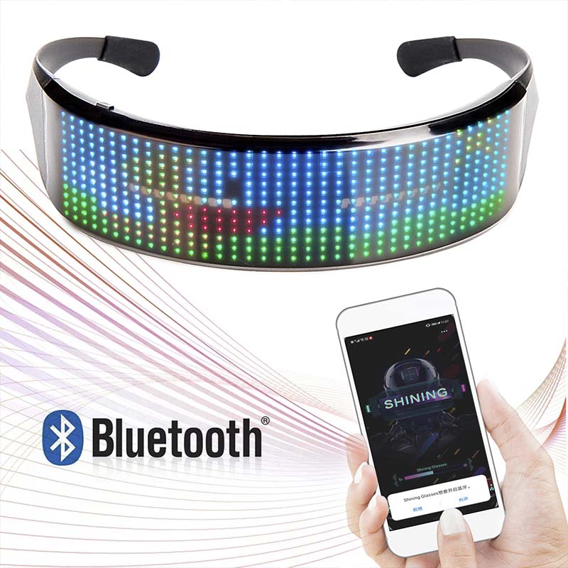 Full-color LED glasses with a programmable message display