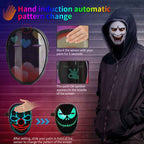 Full color RGB LED face transforming mask displaying vibrant dynamic animated expressions