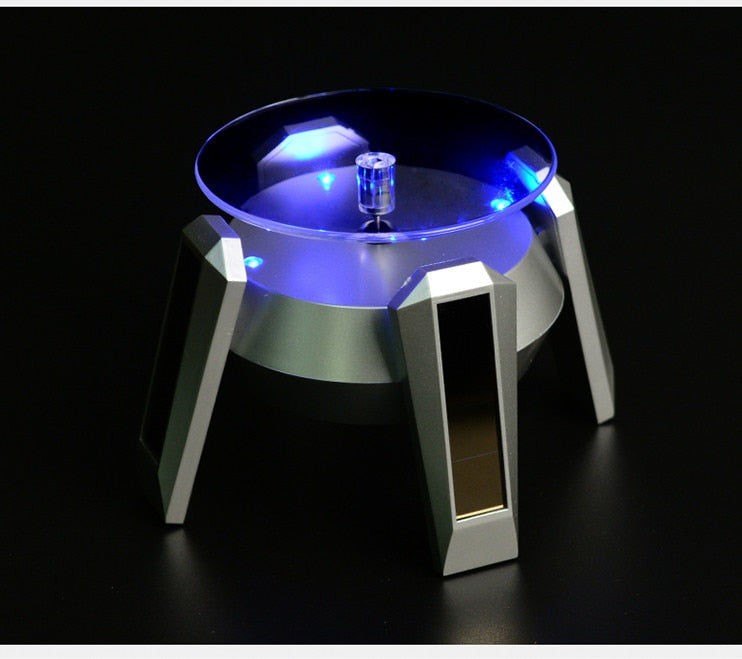 Leadleds Exquisite New Solar Powered Display Stand Rotating Turntable with Blue Light - Leadleds