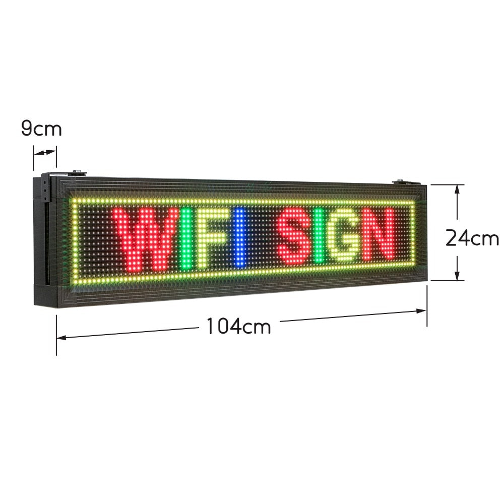 104*24cm Storefront LED Sign Waterproof Full COlor Led Display Board with Temperature Display, by Phone Control