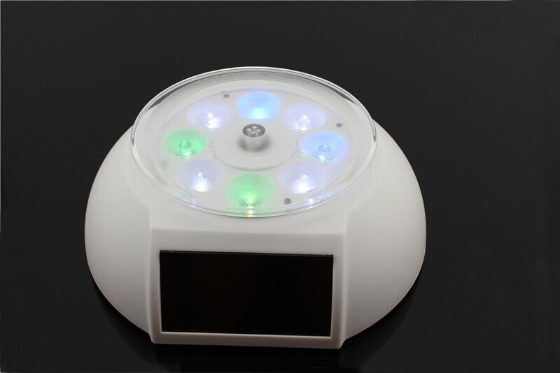 Colorful Solar Powered Jewelry Phone Rotating Display Stand Turn Table with LED Light - Leadleds Imagen principal del producto