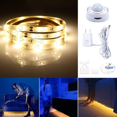 Leadleds Motion Activated Bed Light 4ft LED Strip with Motion Sensor and Power Adapter(Warm Soft Glow) - Leadleds