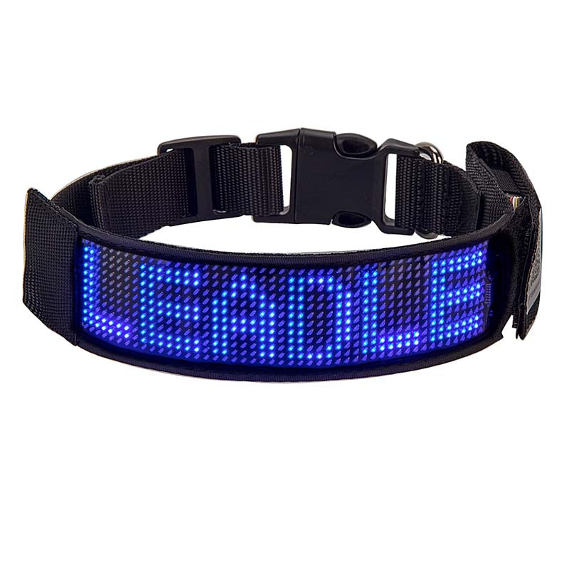 Leadleds Blue LED Dog Collar Glow in the Dark Bluetooth App Control Rechargeable Pet Collar