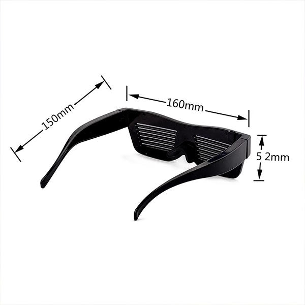 Leadleds smart LED glasses showing custom DIY drawing animations and text messages programmed via phone