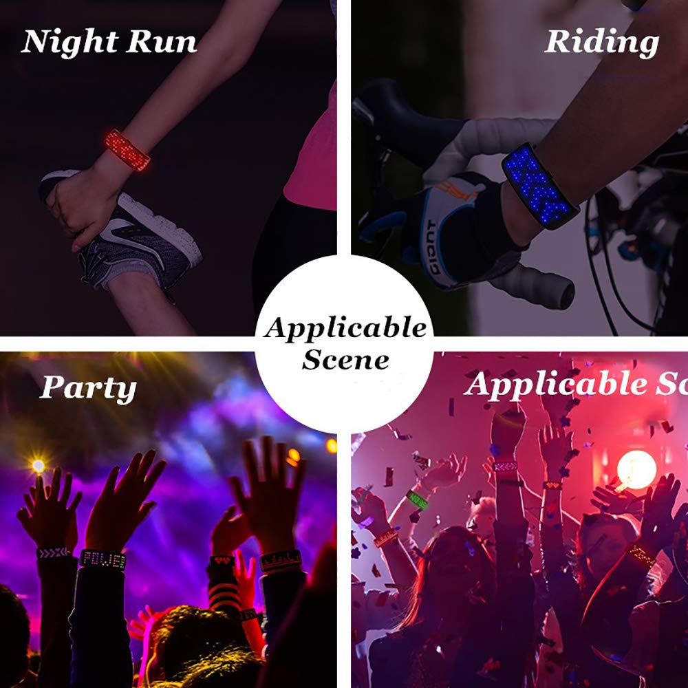 #LED Glowing Bracelet, #LED Slap Bracelet, Glow in The Dark Sports Event Wristbands, Light Up Glowing Slap Bracelet Night Safety Wristband Reflective Gear Light Up for Running, Cycling, Jogging